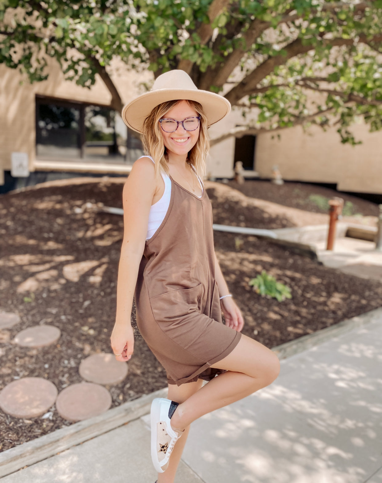 Winding Autumn Roads Romper- Mocha