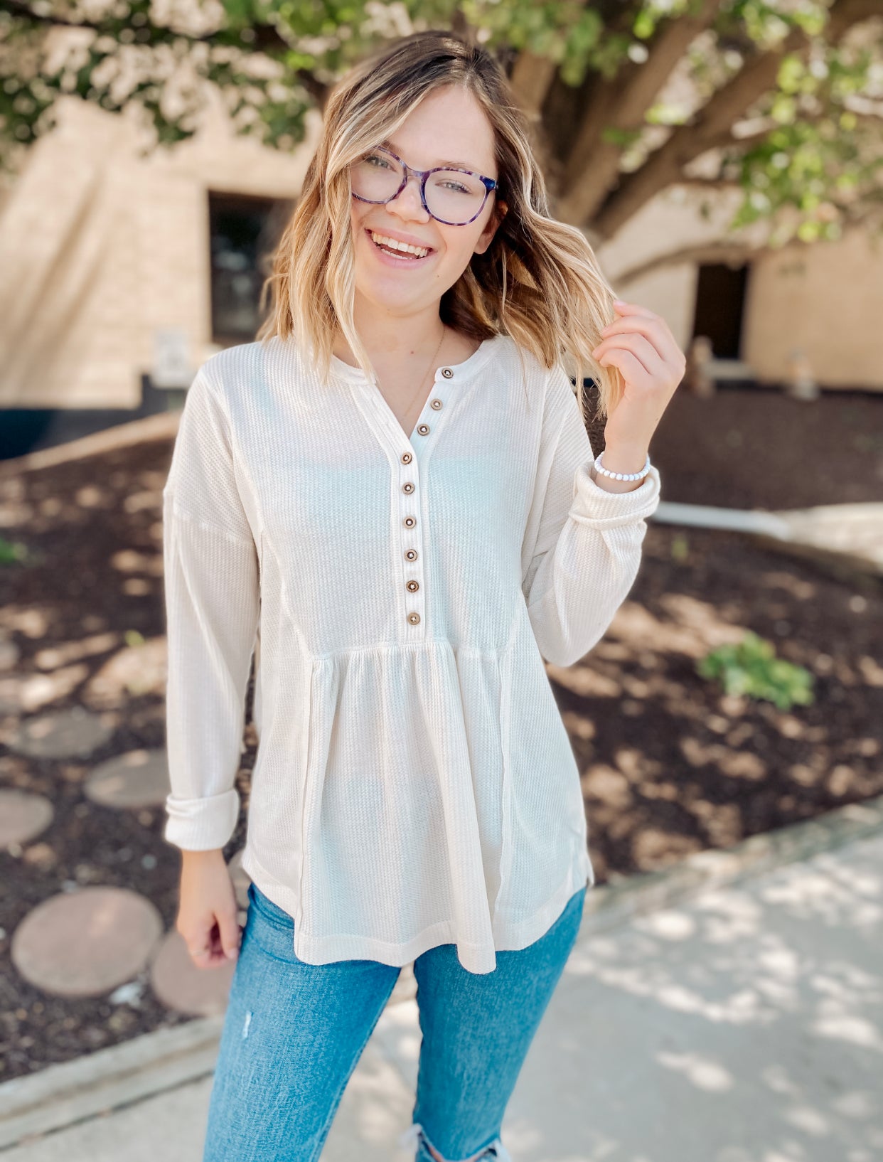 Wonderful Hearts Cream Blouse