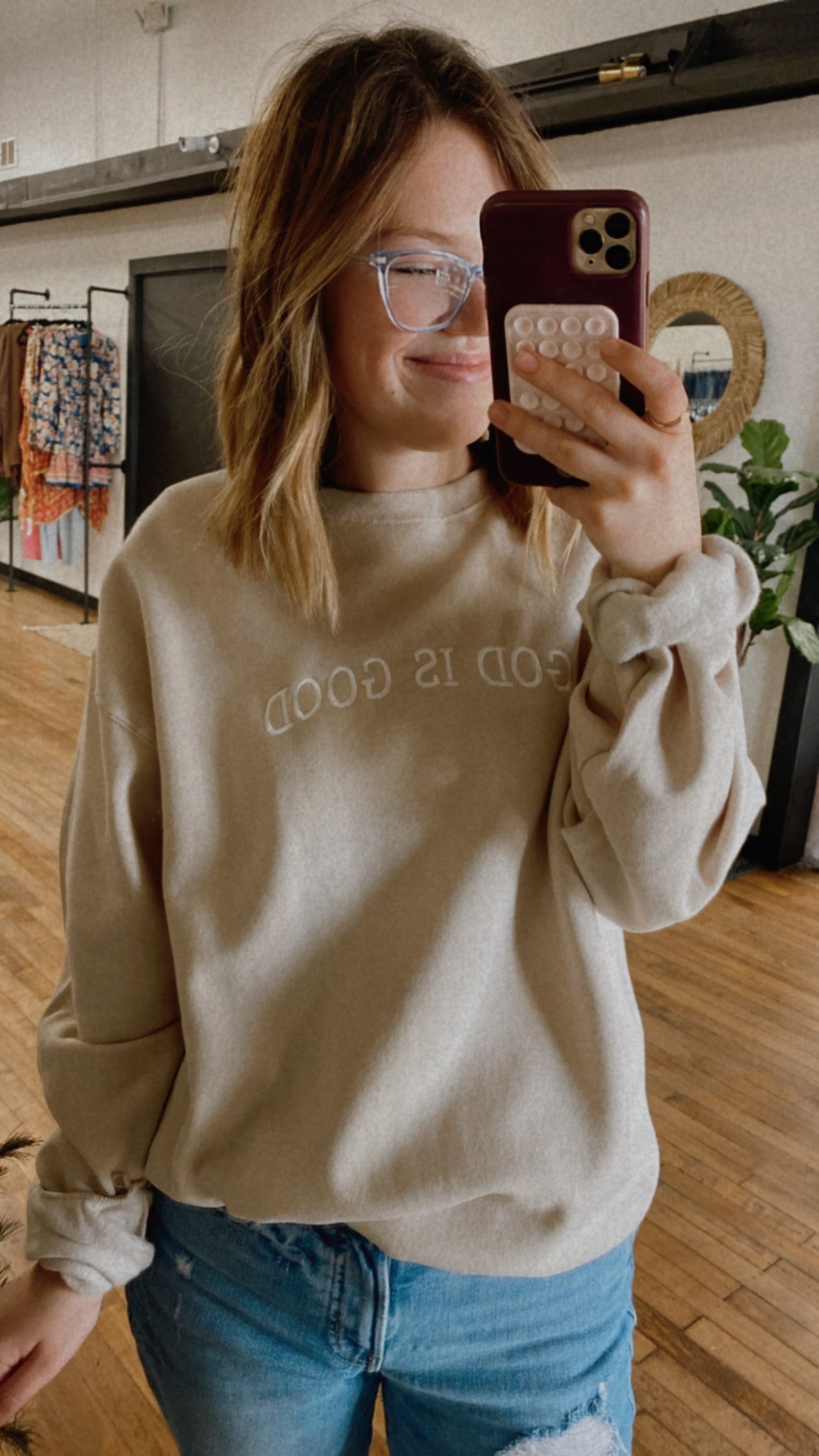 God Is Good Crewneck- Sand