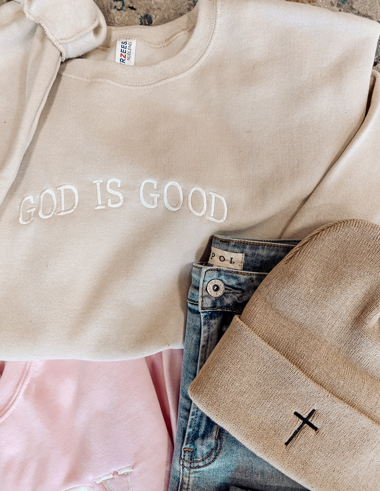 God Is Good Crewneck- Sand