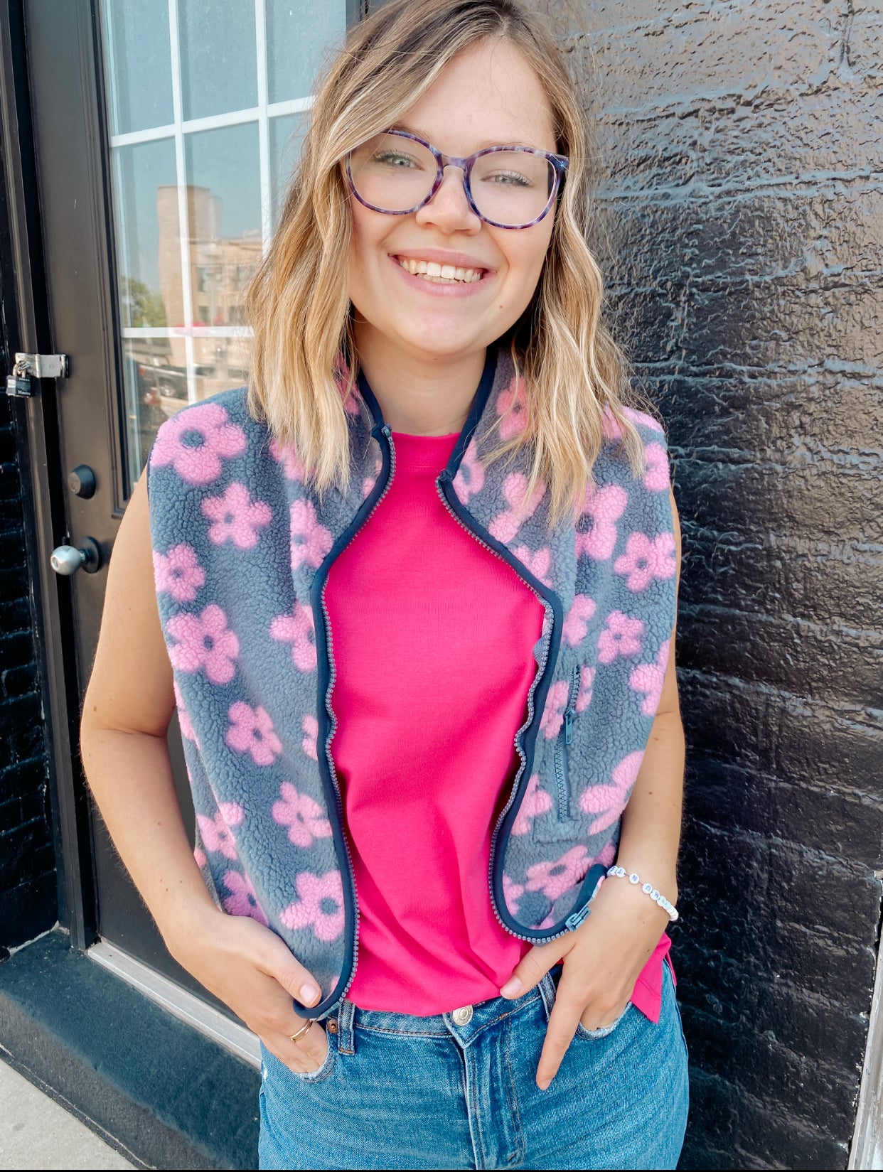Its All A Dream Floral Vest- Denim