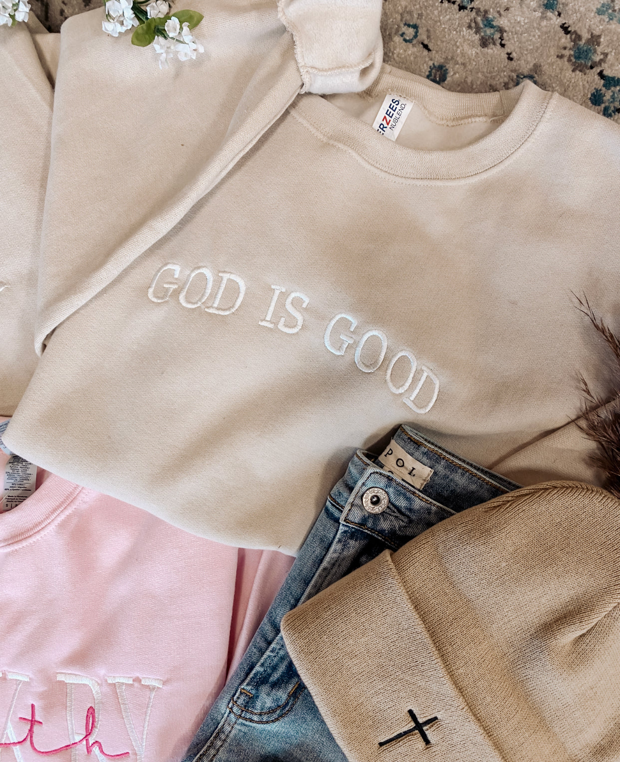 God Is Good Crewneck- Sand