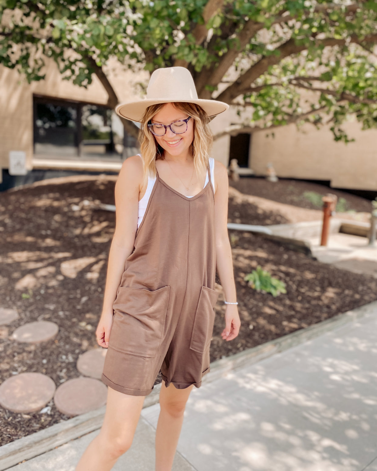 Winding Autumn Roads Romper- Mocha