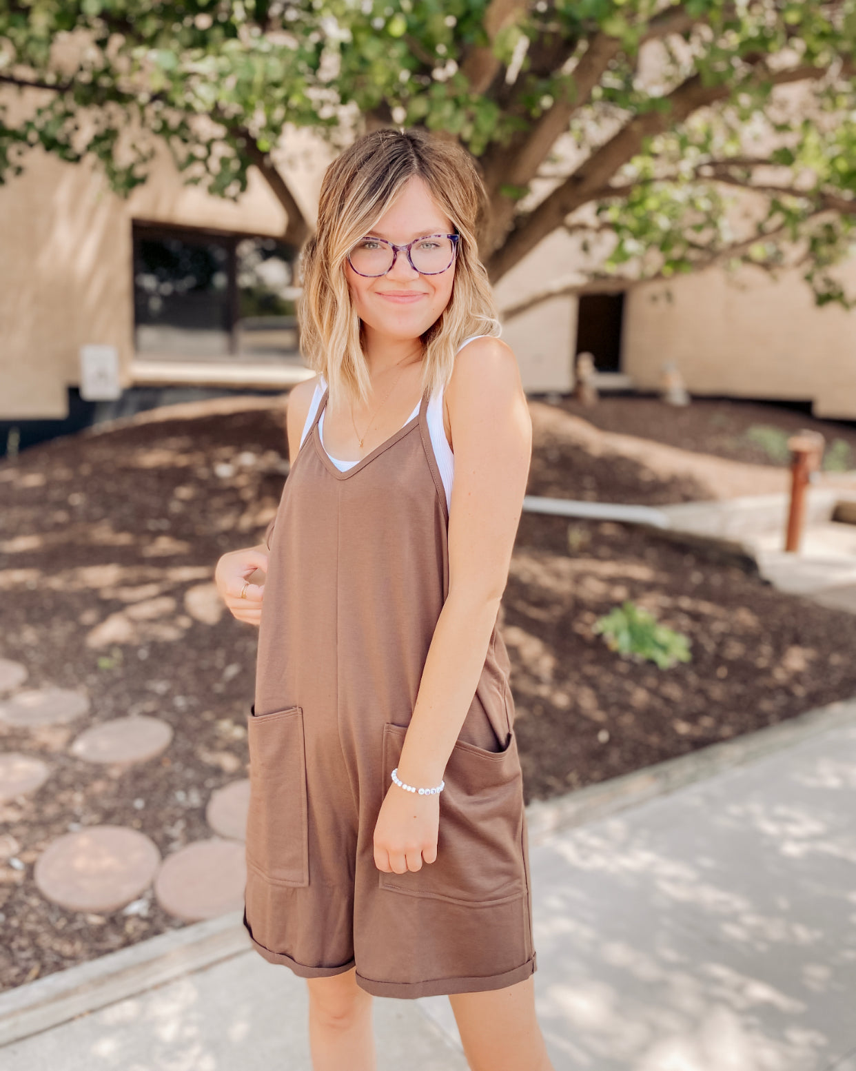 Winding Autumn Roads Romper- Mocha