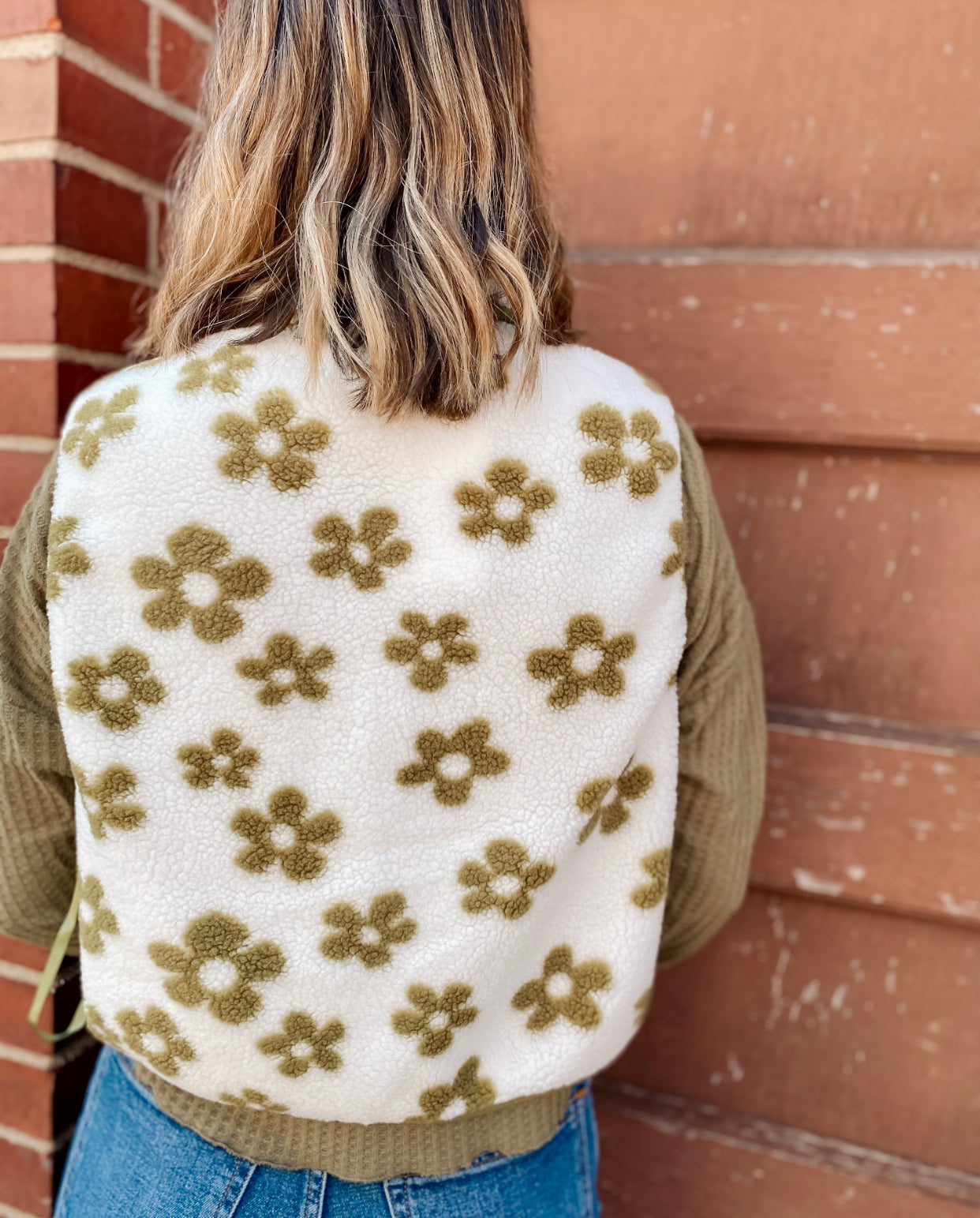 Its All A Dream Floral Vest- Olive