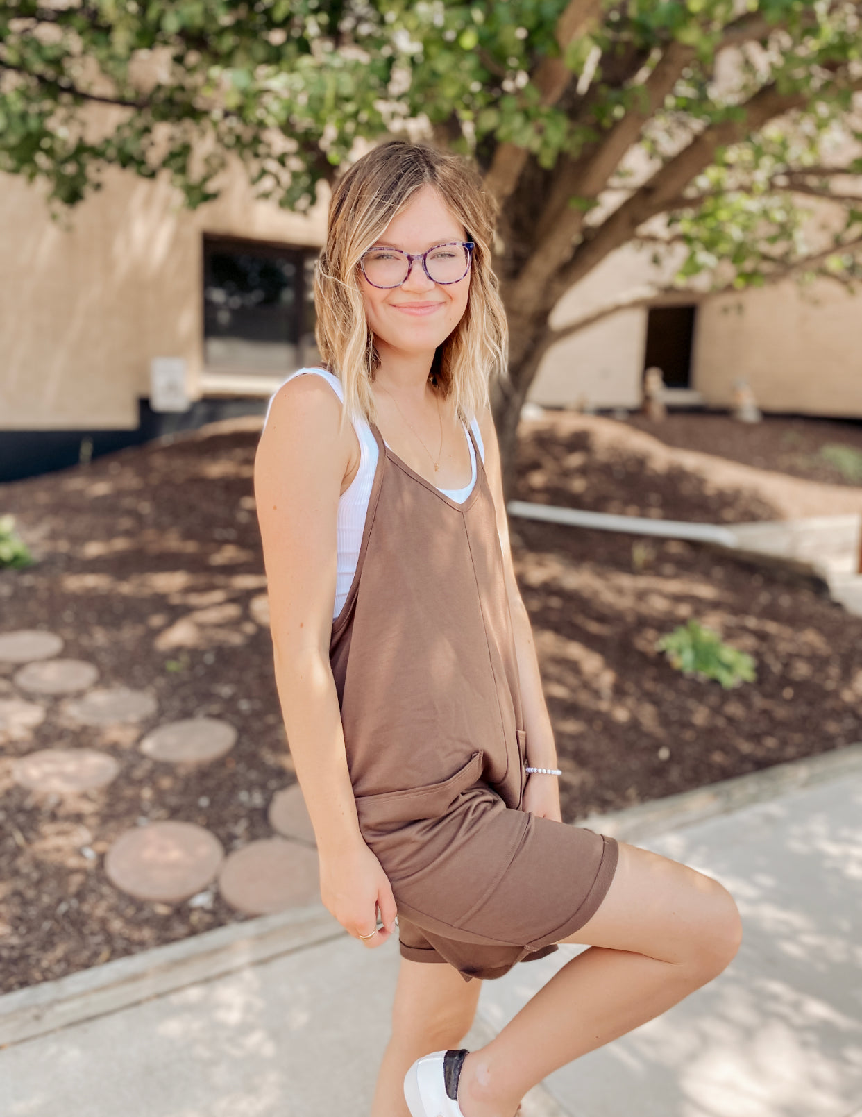 Winding Autumn Roads Romper- Mocha