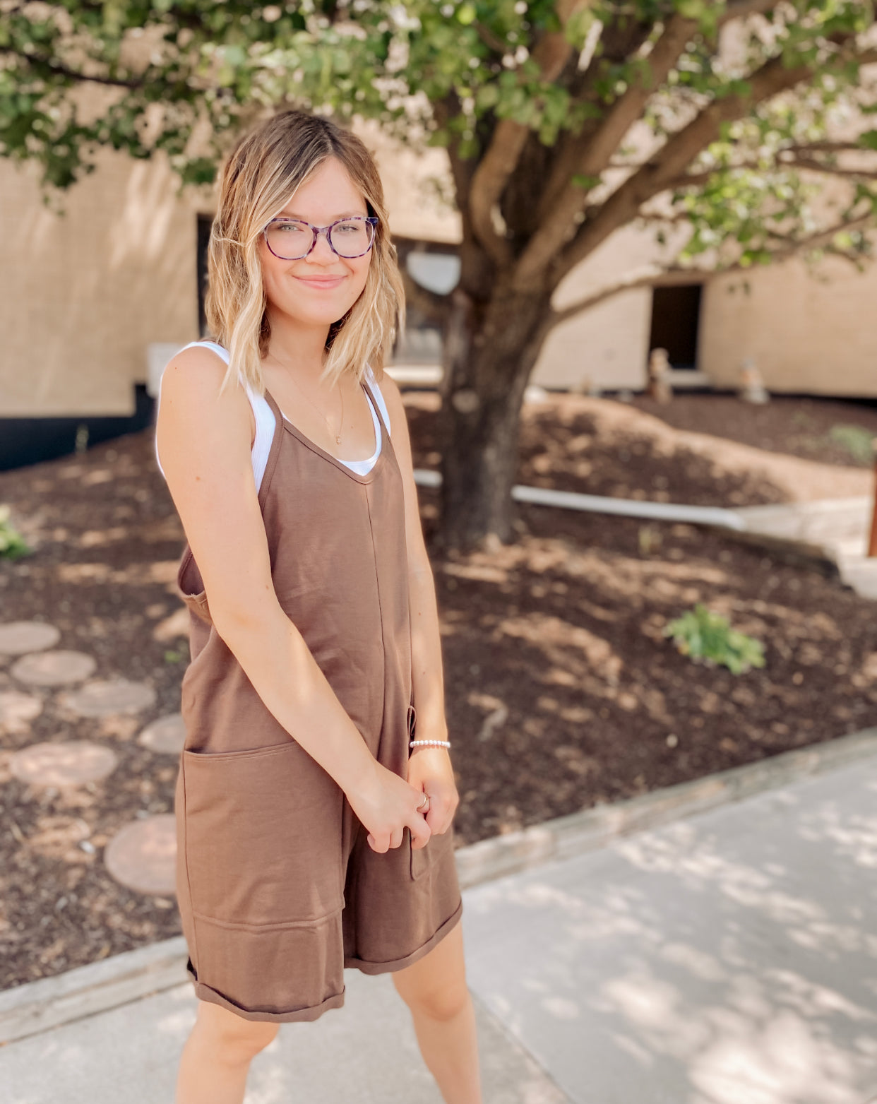 Winding Autumn Roads Romper- Mocha