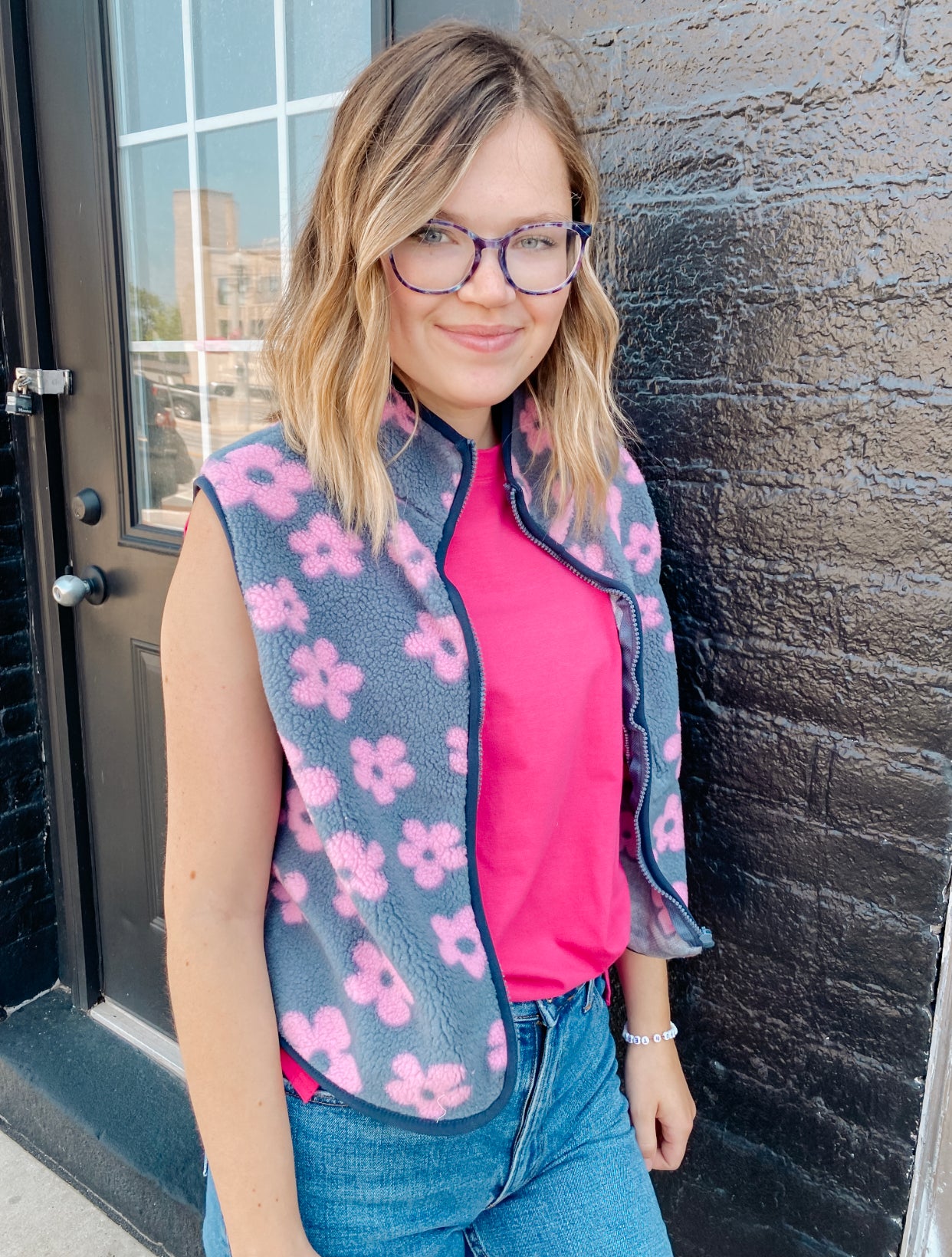 Its All A Dream Floral Vest- Denim