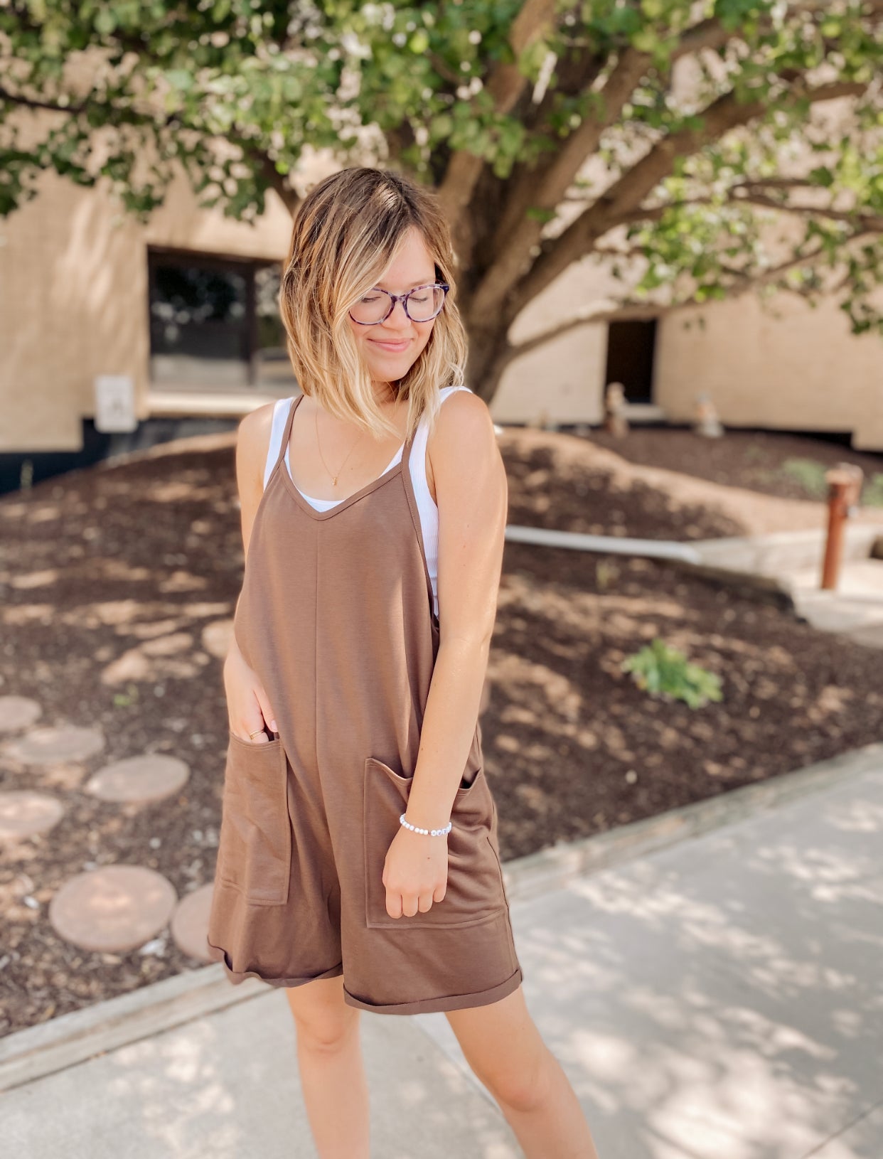 Winding Autumn Roads Romper- Mocha