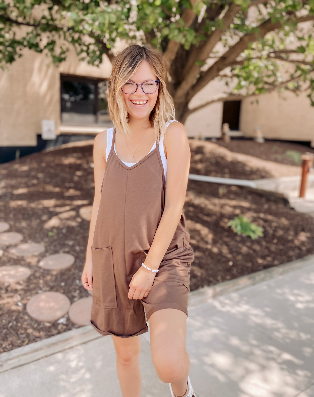 Winding Autumn Roads Romper- Mocha