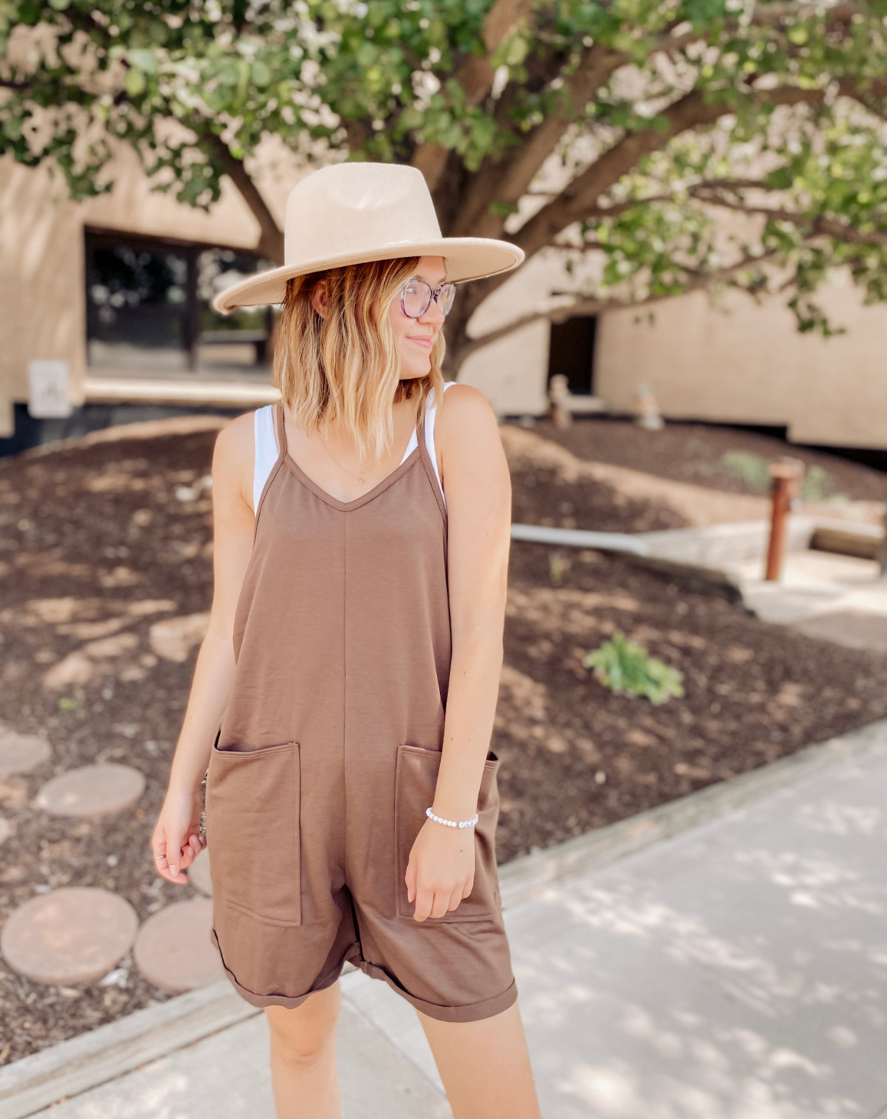 Winding Autumn Roads Romper- Mocha