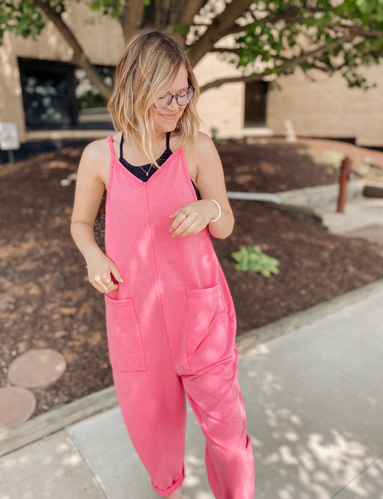 Right Back To It Jumpsuit- Washed Fuchsia