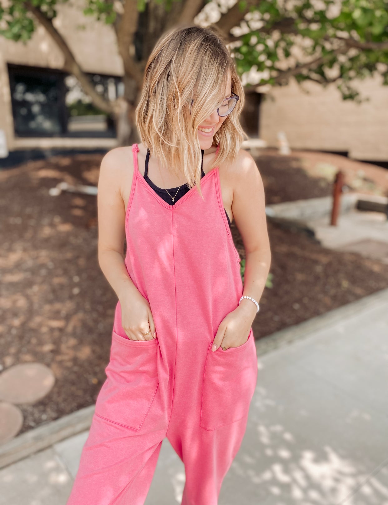 Right Back To It Jumpsuit- Washed Fuchsia