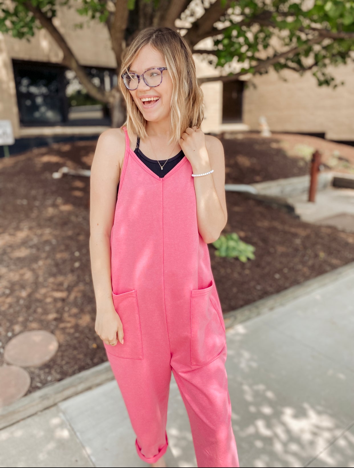 Right Back To It Jumpsuit- Washed Fuchsia