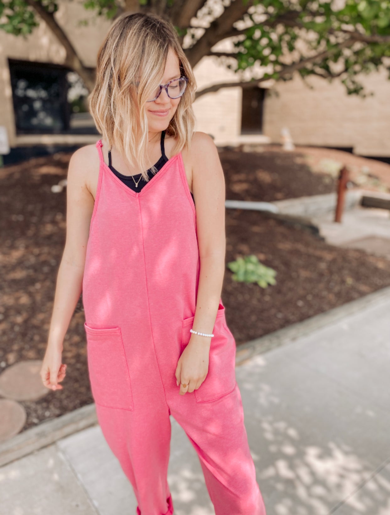 Right Back To It Jumpsuit- Washed Fuchsia