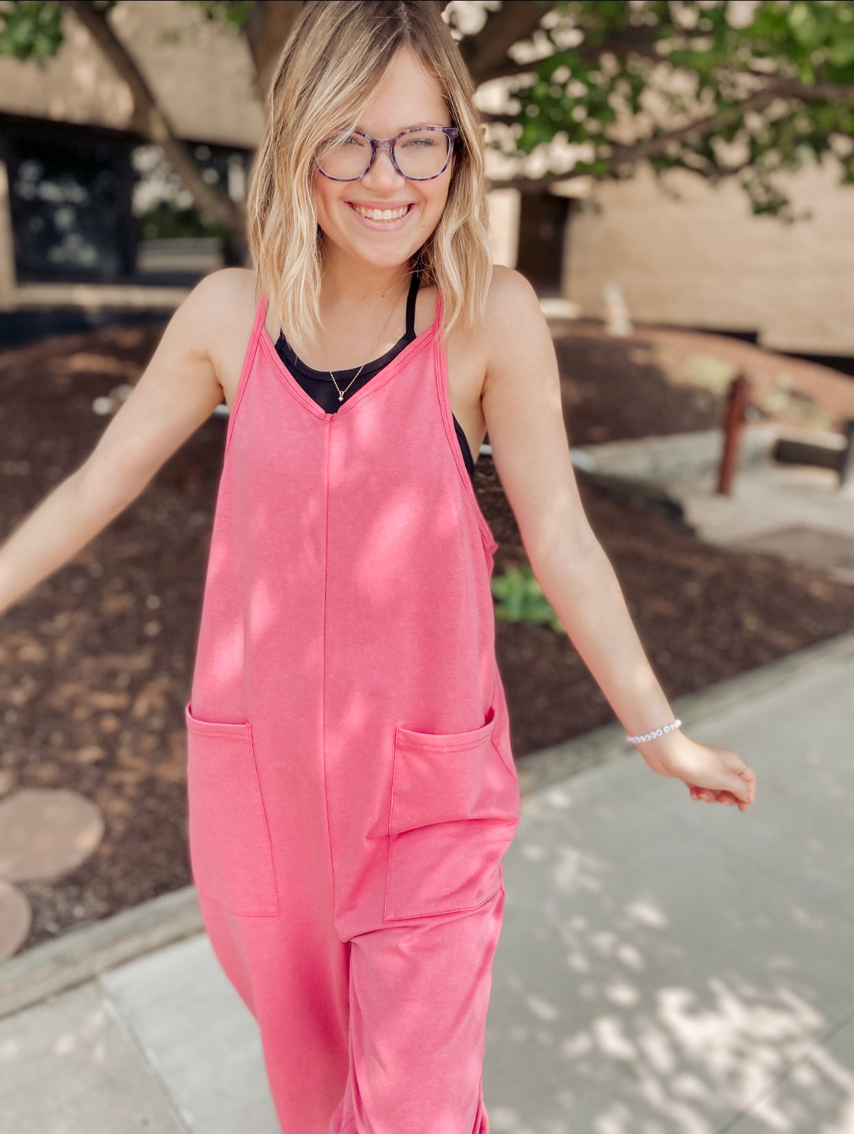 Right Back To It Jumpsuit- Washed Fuchsia