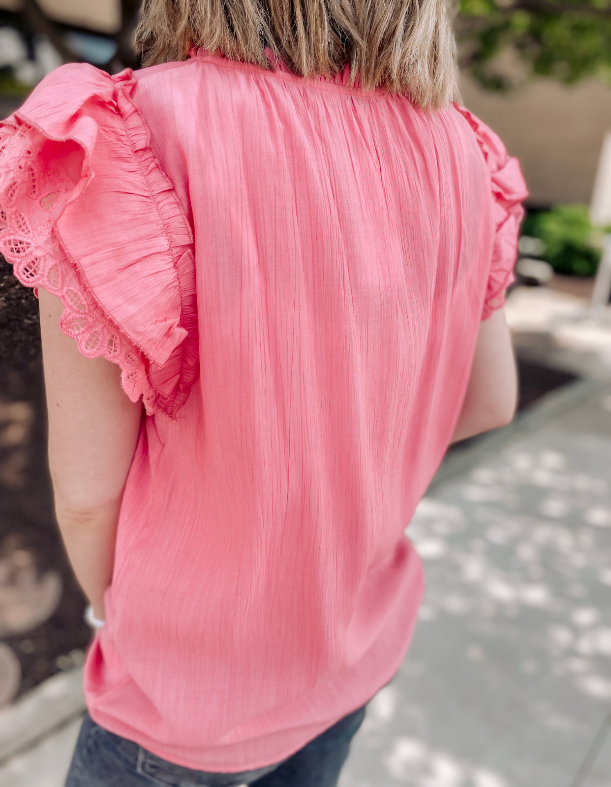 Redeeming Love Ruffle Blouse- Coral