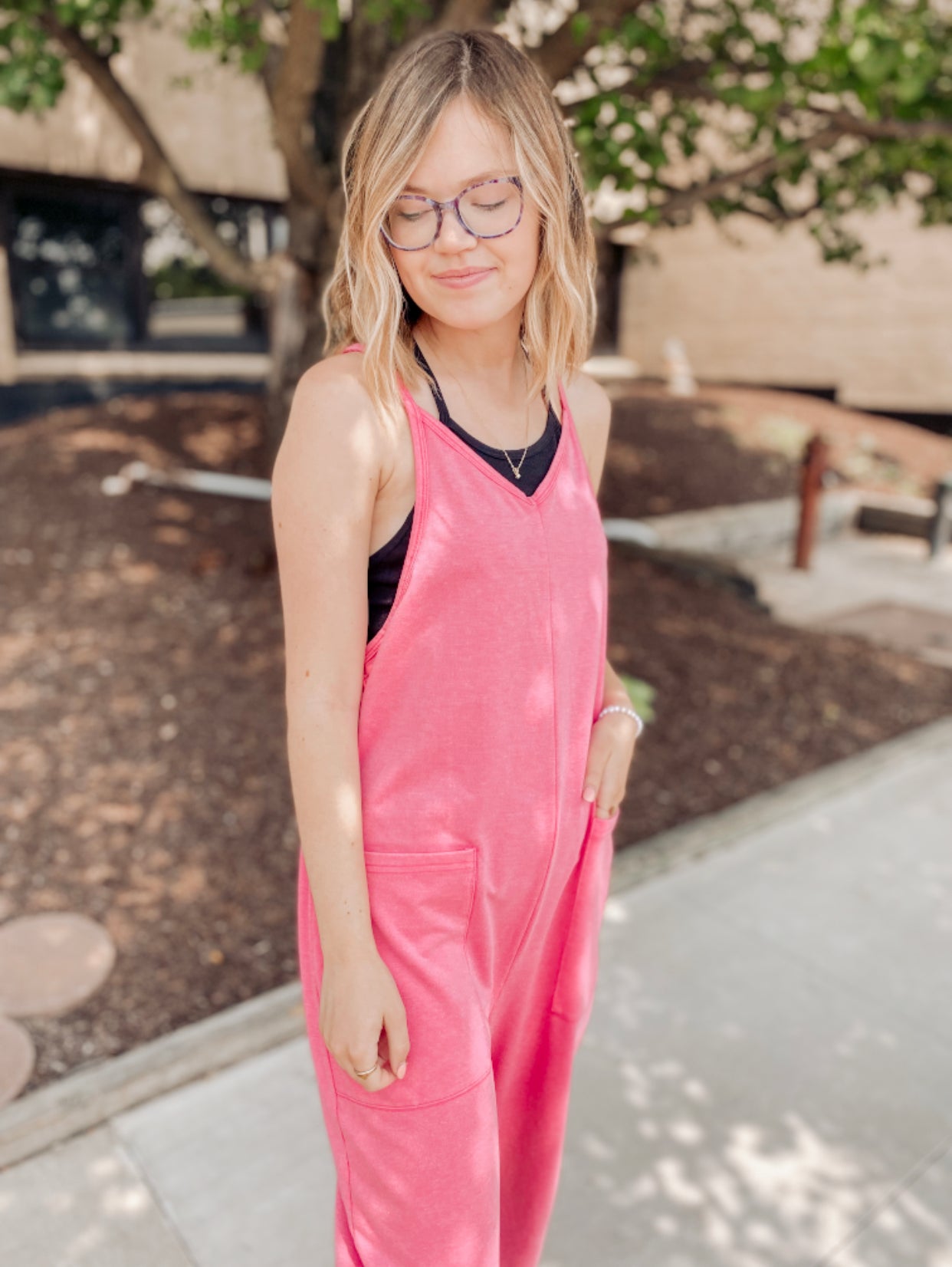 Right Back To It Jumpsuit- Washed Fuchsia