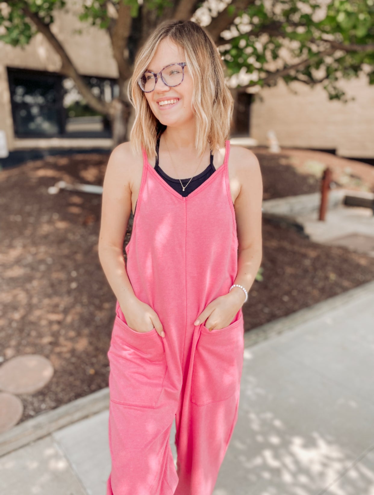 Right Back To It Jumpsuit- Washed Fuchsia