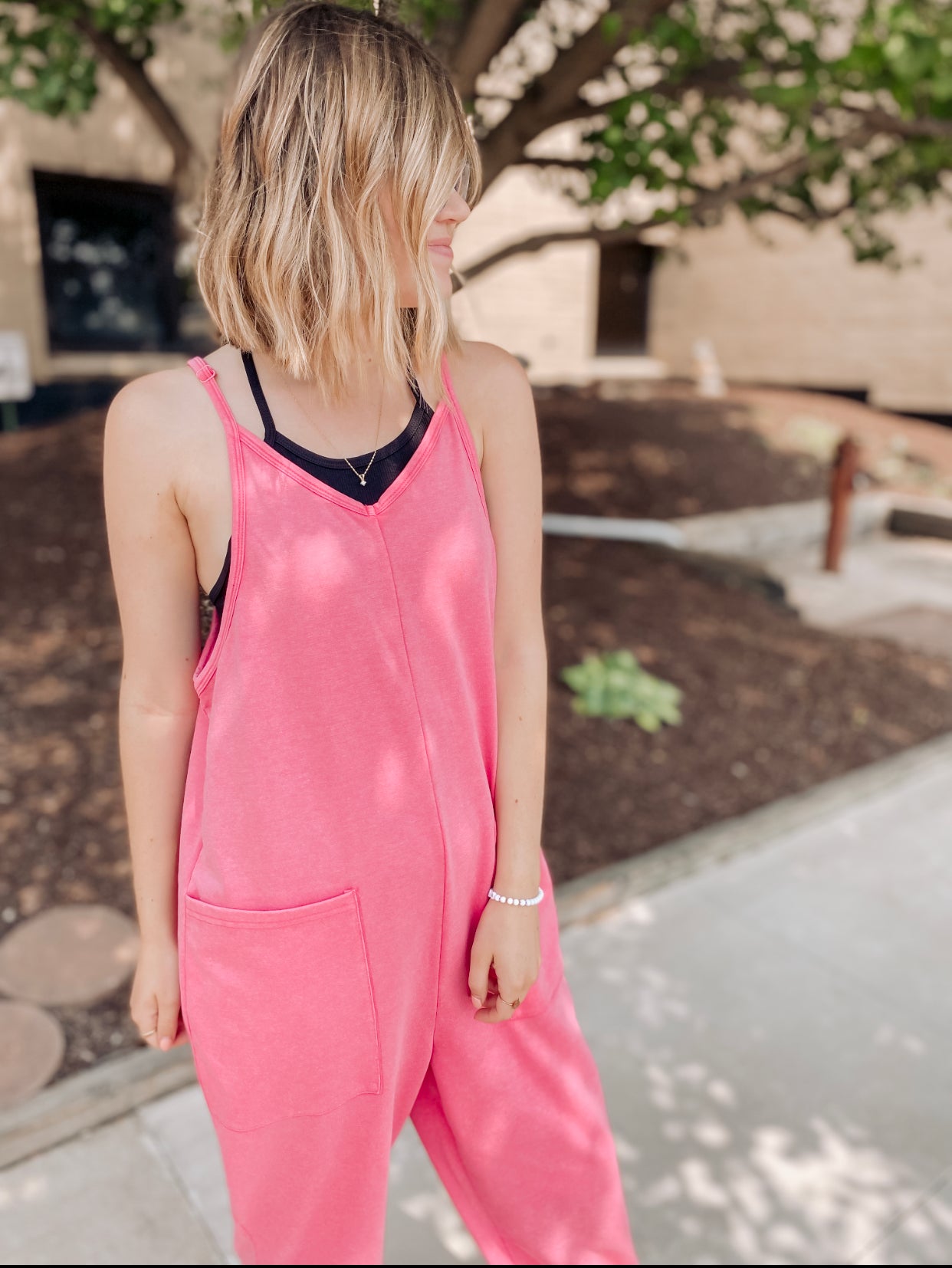 Right Back To It Jumpsuit- Washed Fuchsia