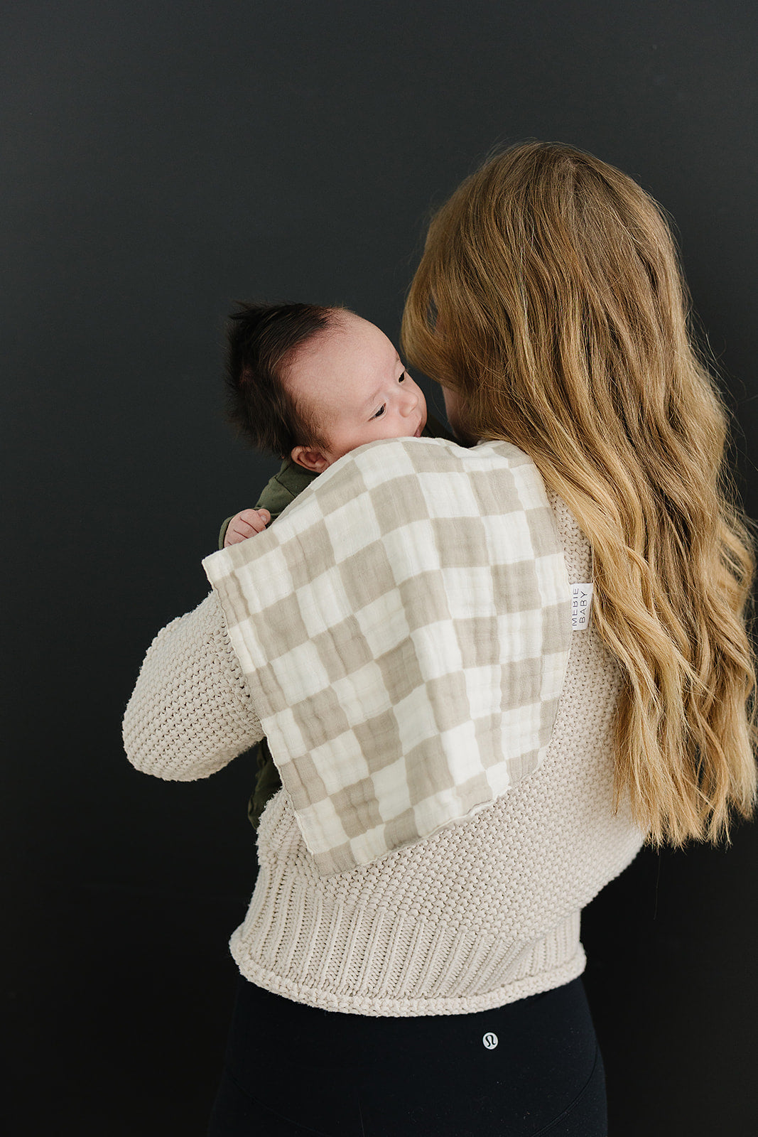 Taupe Checkered Burp Cloth- ONLINE ONLY