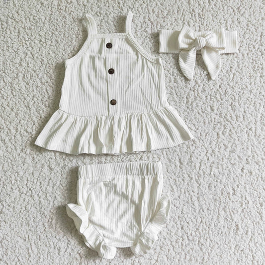 A Cutie Little Ruffle Top & Bloomers Set- White