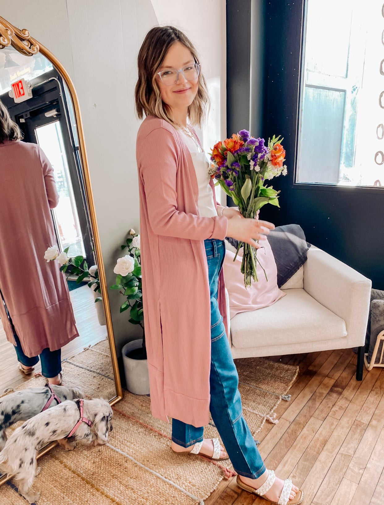 Shine Your Brightest Long Cardigan- Rose