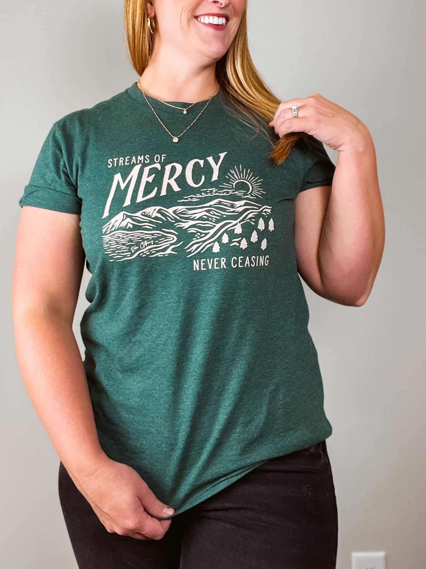 Streams Of Mercy Christian Tee in Forest- ONLINE ONLY