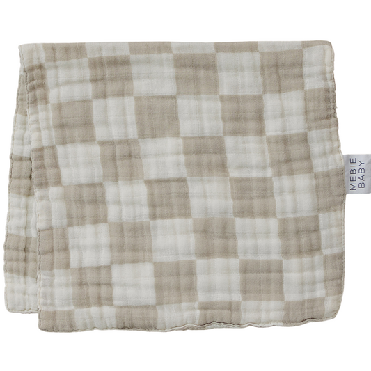 Taupe Checkered Burp Cloth- ONLINE ONLY