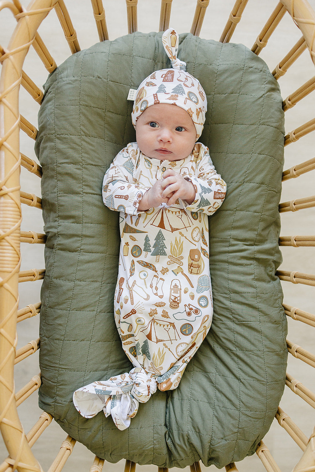 Camping Trip Bamboo Newborn Knot Hat- ONLINE ONLY