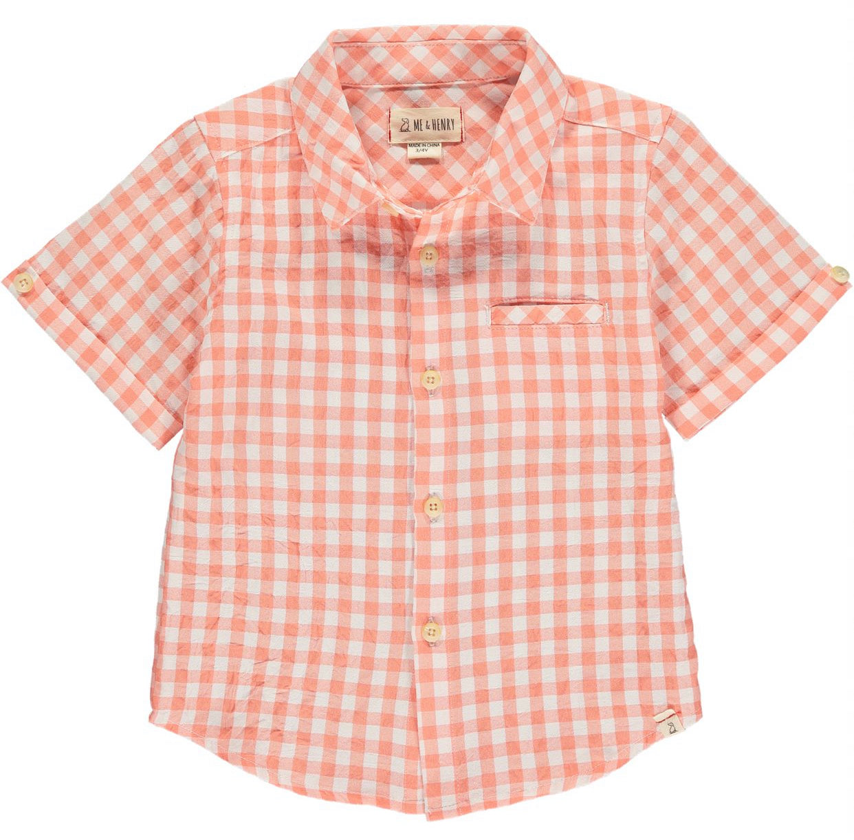 Apricot Plaid Button Up Shirt
