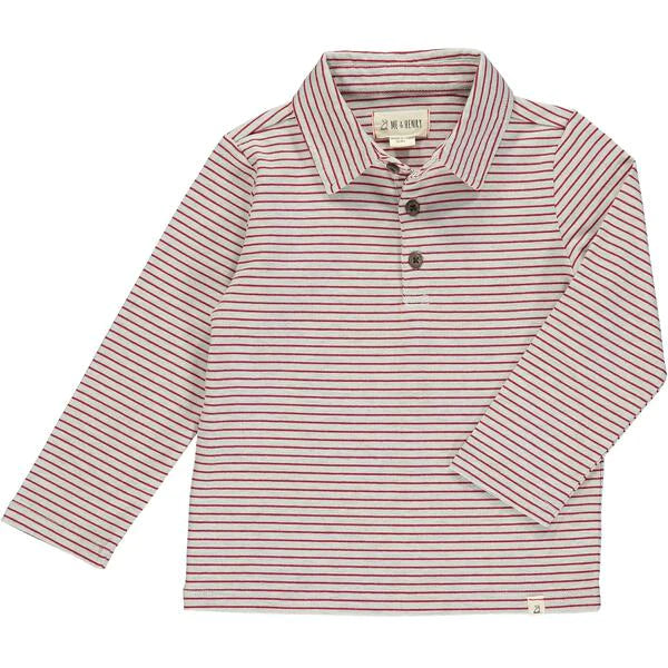 Waverly Striped Polo-Red/Grey