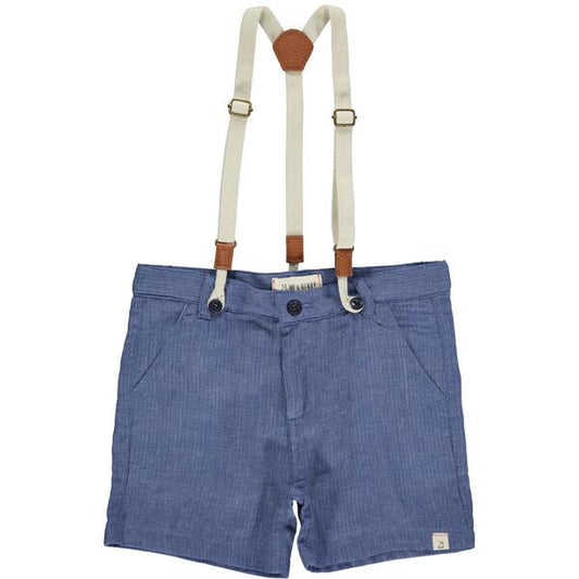 Blue Gauze Shorts with Suspenders