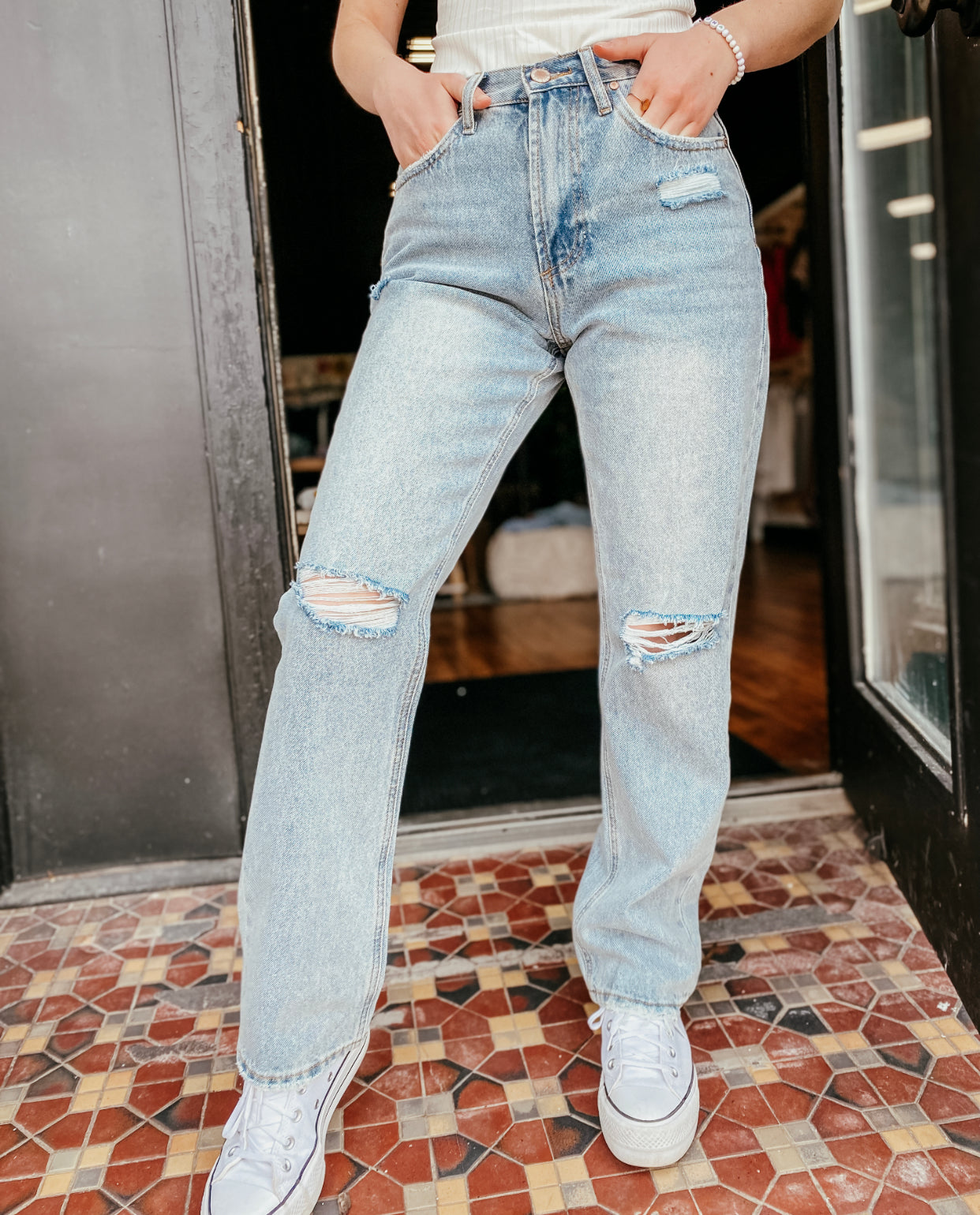 Piper Distressed Light Wash Jeans