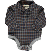 Jasper Plaid Onesie-Navy/Brown
