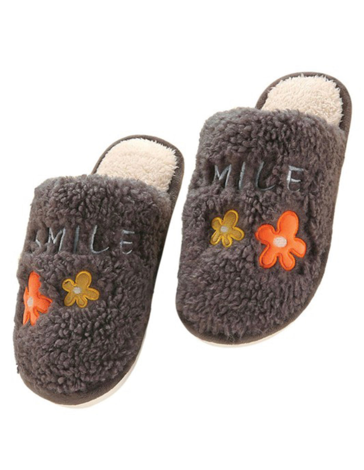 Smile Flower Embroidered Slippers