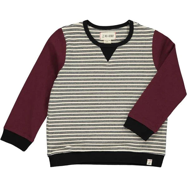 Obion Striped Sweatshirt-Burgundy/Cream