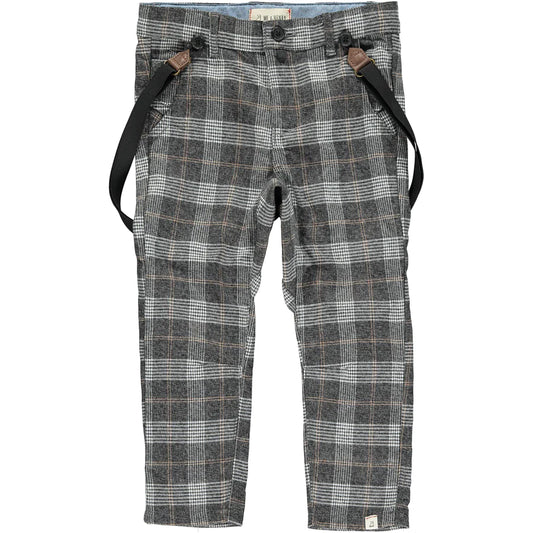 Bradford Plaid Pants With Suspenders-Grey
